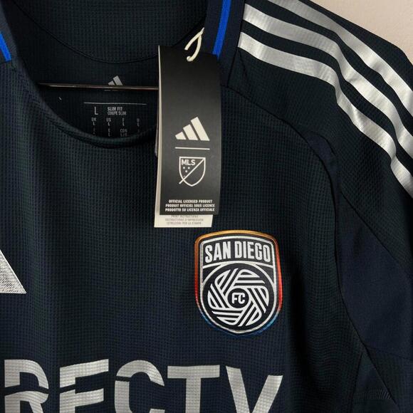 San Diego FC Deru #9 MLS 2025 Adidas Authentic Home Jersey Men’s L Navy Blue - Picture 11 of 11